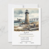 Invitation Phare côtier rustique bord de mer RSVP (Devant)