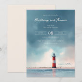 Invitation Phare de la Plage Serene Blue (Devant / Derrière)