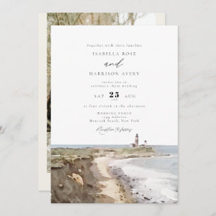 Invitation Phare de MONTAUK Mariage d'aquarelle de New York