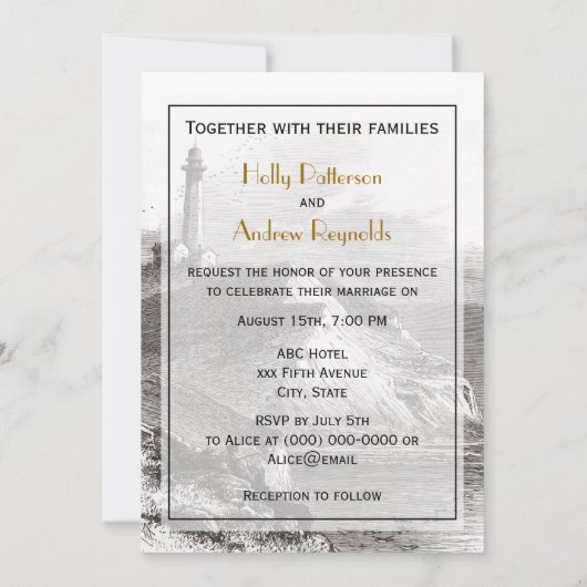 Invitation Phare de Montauk Point Hamptons Mariage V (Dos)