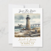 Invitation Phare maritime de la côte rustique Économisez la d (Devant)