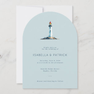 Invitation Phare Minimaliste Bleu Sérénité