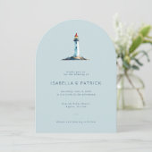 Invitation Phare Minimaliste Bleu Sérénité (Debout devant)