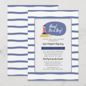 Invitation Phare Nautique Ahoy C'est un Baby shower garçon (Devant / Derrière)