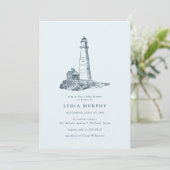 Invitation Phare Nautique Baby shower maritime (Debout devant)