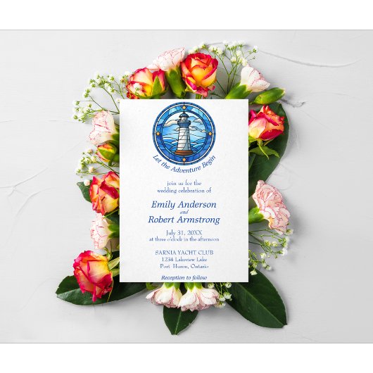 Invitation Phare Nautique Océan Mariage de bord de mer
