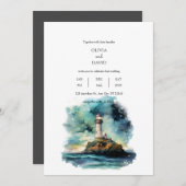Invitation Phare Nautique Starry Moon Night Sky Mariage (Devant / Derrière)
