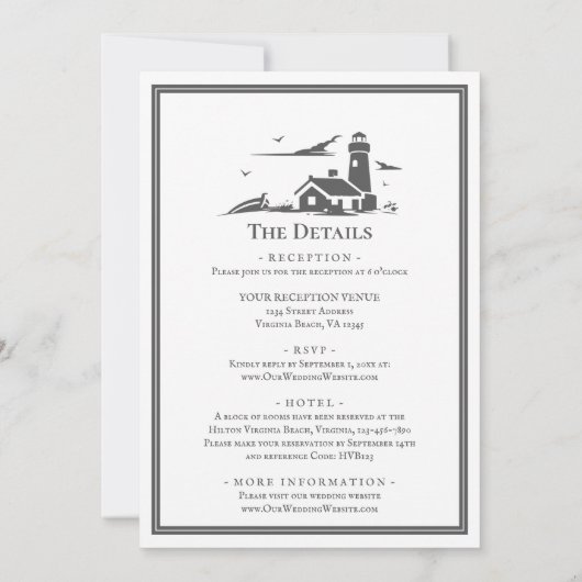 Invitation Phare Nautique Tout En Un Mariage De Plage (Dos)