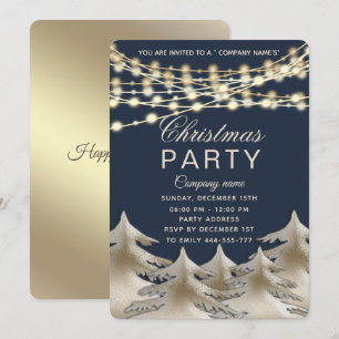 Invitation phare or entreprise Noël fête In