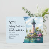Invitation Phare Palmiers tropicaux 80e anniversaire (Debout devant)