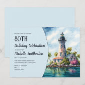 Invitation Phare Palmiers tropicaux 80e anniversaire (Devant / Derrière)