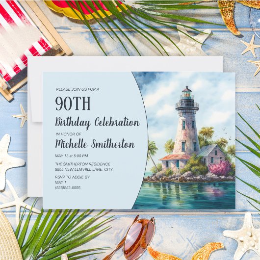 Invitation Phare Palmiers tropicaux 90e anniversaire