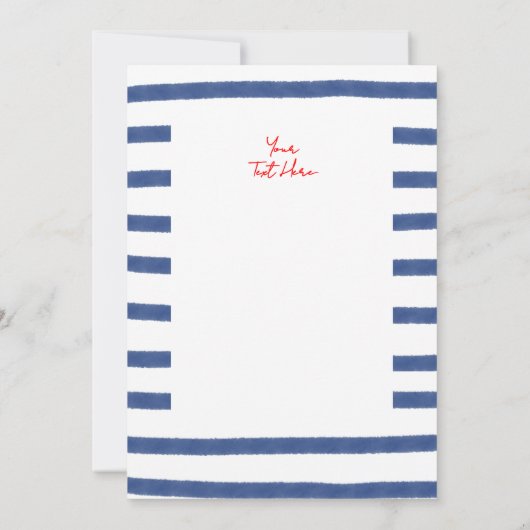 Invitation Phare rayé Mariage de la côte est bleu-rouge (Dos)