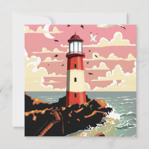 Invitation Phare vintage