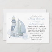 Invitation Phare Voilier Aquarelle Mariage nautique (Devant)