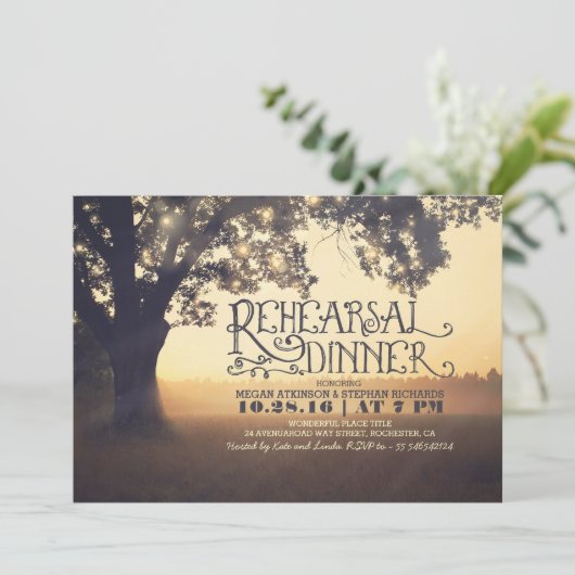 Invitation phares à cordes arbre répétition rustique dinner i (Debout devant)