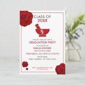Invitation Pharmacien moderne White & Red Rose (Debout devant)