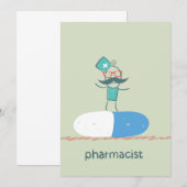 Invitation Pharmacien sur capsule de pilule bleue (Devant / Derrière)