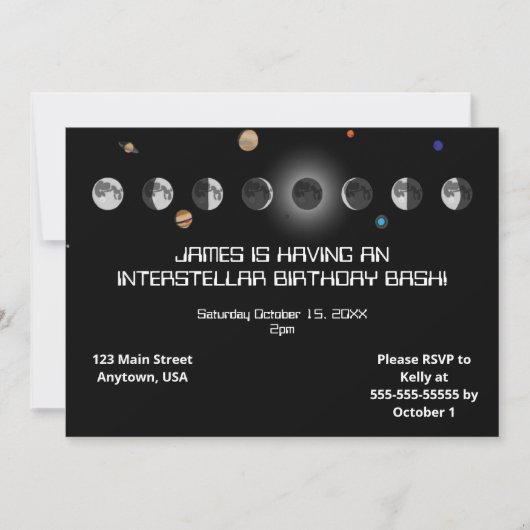 Invitation Phases de la fête de la lune (Devant)