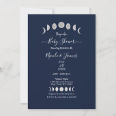 Invitation Phases de la lune Astrologie Bleue Baby shower cél (Devant)