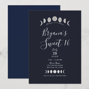Invitation Phases de la Lune Astrologie Bleue Céleste Sweet 1