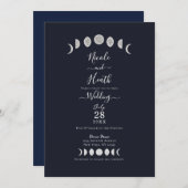 Invitation Phases de la lune Astrologie Bleue Mariage céleste (Devant / Derrière)