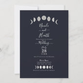 Invitation Phases de Lune Astrologie Céleste Mariage Bleu (Devant)