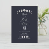 Invitation Phases de Lune Astrologie Céleste Mariage Bleu (Debout devant)