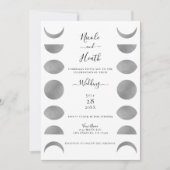 Invitation Phases de lune Cycles gris argent et Mariage blanc (Devant)