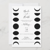 Invitation Phases de lune Cycles Mariage noir et blanc (Devant)