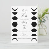 Invitation Phases de lune Cycles Mariage noir et blanc (Debout devant)