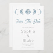 Invitation Phases de lune minimaliste Céleste Enregistrer la (Devant / Derrière)