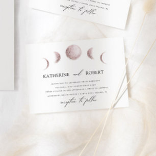 Invitation Phases de lune mystique Mariage rose