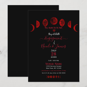 Invitation Phases de lune noire rouge foncé Party d'engagemen