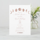 Invitation Phases de lune rose Boho Fête des mariées minimali (Debout devant)
