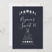 Invitation Phases lunaires Astrologie céleste bleue Sweet 16 (Devant)