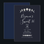Invitation Phases lunaires Astrologie céleste bleue Sweet 16<br><div class="desc">Personnaliser pour tout événement</div>