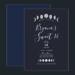 Invitation Phases lunaires Astrologie céleste bleue Sweet 16<br><div class="desc">Personnaliser pour tout événement</div>