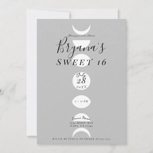Invitation Phases Lune Cycles Gris & Blanc Doux 16 (Devant)