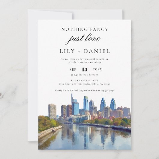 Invitation Philadelphia Elopement Wedding Reception (Devant)