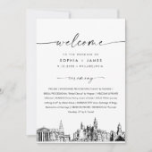 Invitation Philadelphia Skyline Wedding Program 5x7 Flat Card (Devant)