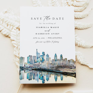 Invitation PHILADELPHIA Watercolor City Skyline Enregistrer l