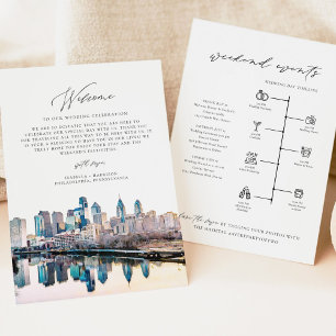 Invitation PHILADELPHIE Lettre de bienvenue Timeline Mariage 
