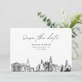 Invitation Philadelphie Mariage moderne Enregistrer la date (Debout devant)