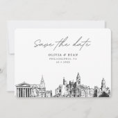 Invitation Philadelphie Mariage moderne Enregistrer la date (Devant)