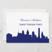 Invitation Philadelphie Marine Skyline Silhouette Sweet 16 (Dos)
