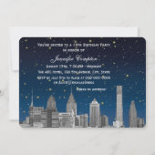 Invitation Philadelphie Skyline Etch Blue Starry Sweet 16 H (Dos)