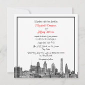 Invitation Philadelphie Skyline Etch BW Mariage rouge (Dos)