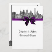 Invitation Philadelphie Skyline Etch BW Purp V Répétition (Devant / Derrière)