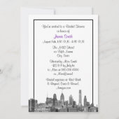 Invitation Philadelphie Skyline Etch BW Purpl V Fête des mari (Dos)